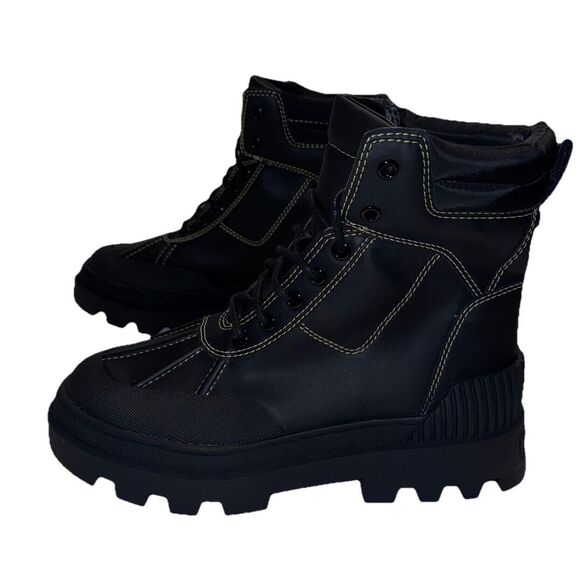 Sam Edelman Womens Size 7 Boots Black Circus Isabella Leather Rain Combat - Picture 5 of 8